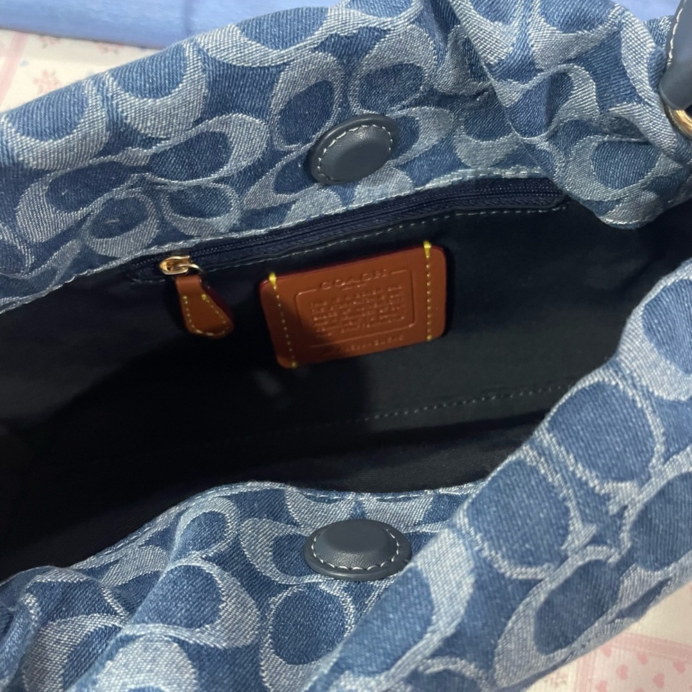 Coach Denim Signature Shoulder Bag in Blue - Picture 6 of 8